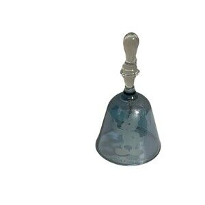 Vintage Walt Disney Clear Glass Jiminy Cricket Design Clear Glass Bell 5” RARE